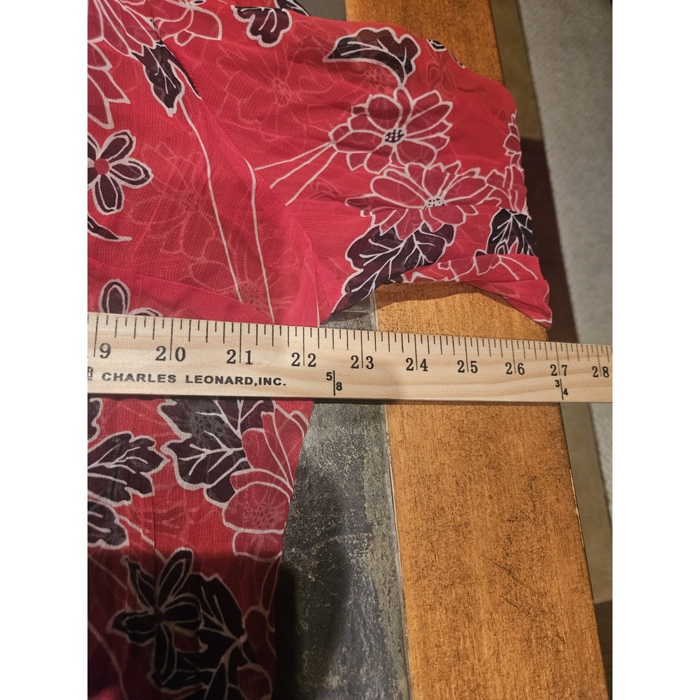 INC Womens Red Floral Sheer Top Sz M Bloomcore Cottagecore - Picture 10 of 10
